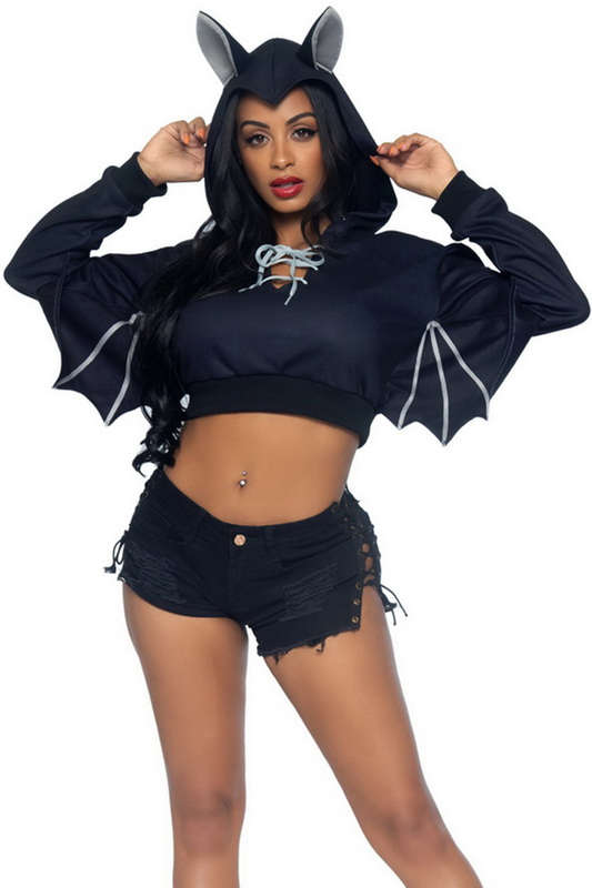 Bat Cropped Hoodie Costume Accessory