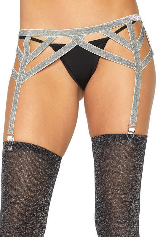 Silver Shimmer Garter Belt