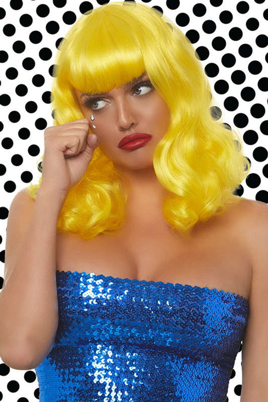 Yellow Retro Bang Curly Bob Wig