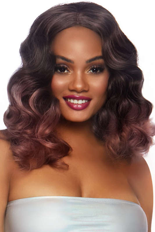 Mauve Curly Ombre Long Bob Wig