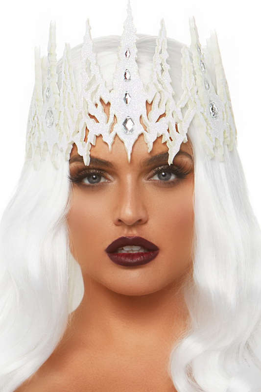 White Glitter Die Cut Jeweled Crown