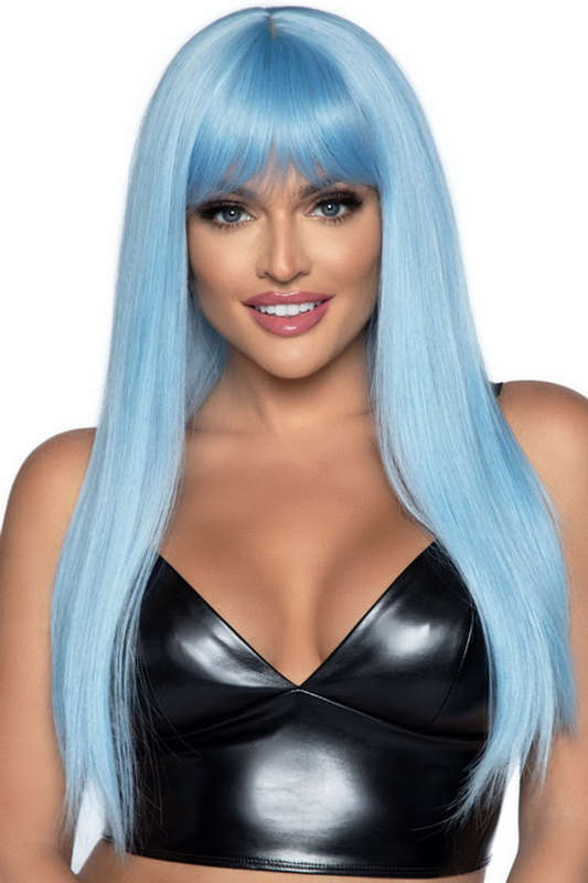 Blue Long Straight Bang Wig