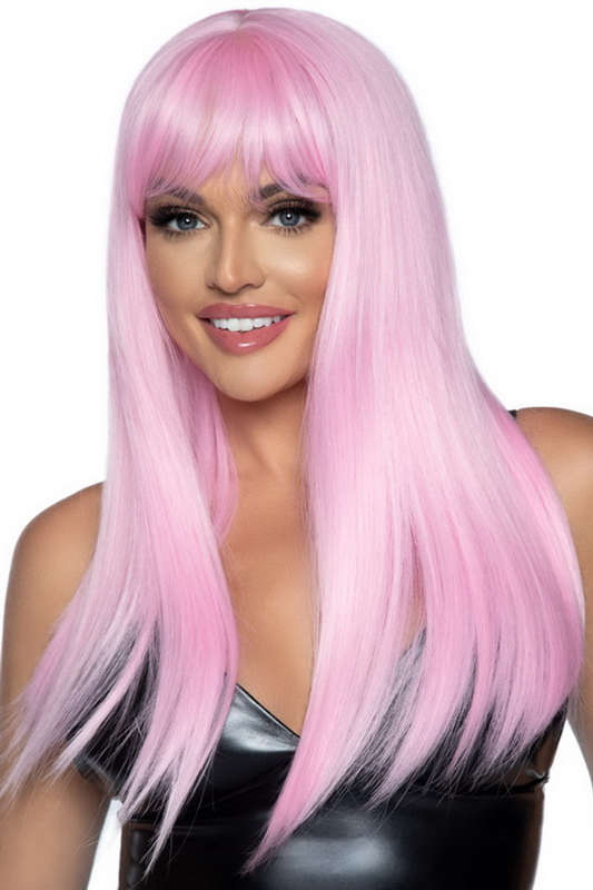 Pink Long Straight Bang Wig