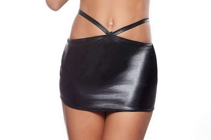 Angel Blush Wet Look Mini Skirt