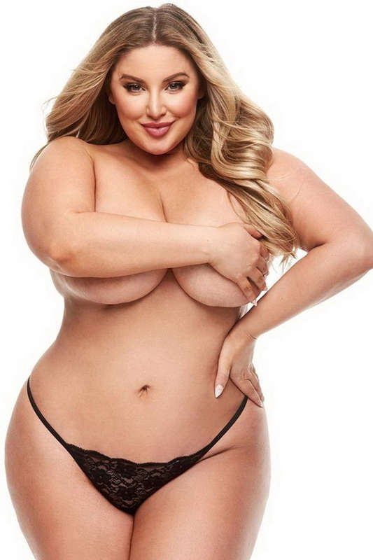 Plus Size Black Lace G-String & Remote Control Panty Vibe