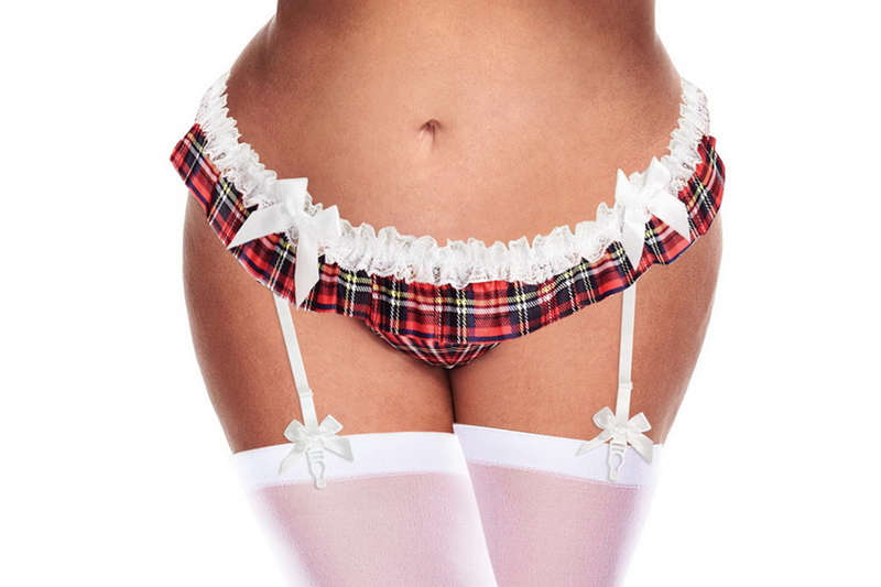 Plus Size Red Teacher's Pet School Girl Garter Skirt Panty