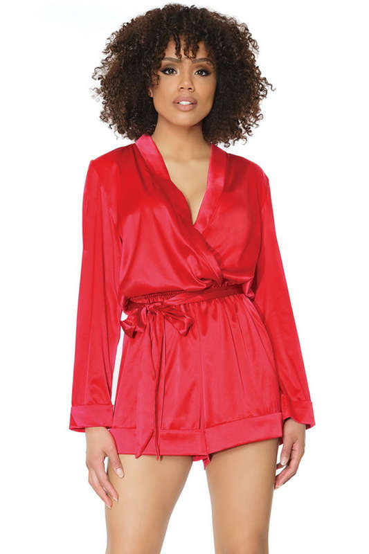 Red Satin Sleep Romper