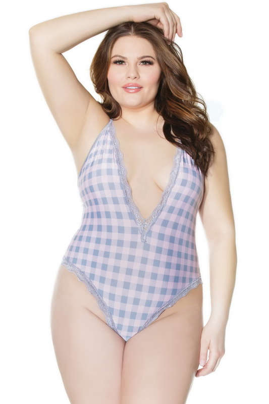 Plus Size Grey & Pink Buffalo Print Teddy