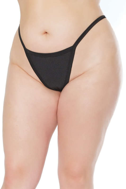 Plus Size Black Knit High Cut G-String