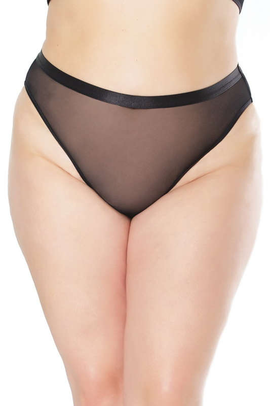 Plus Size Surprise Me Sheer Crotchless Panty