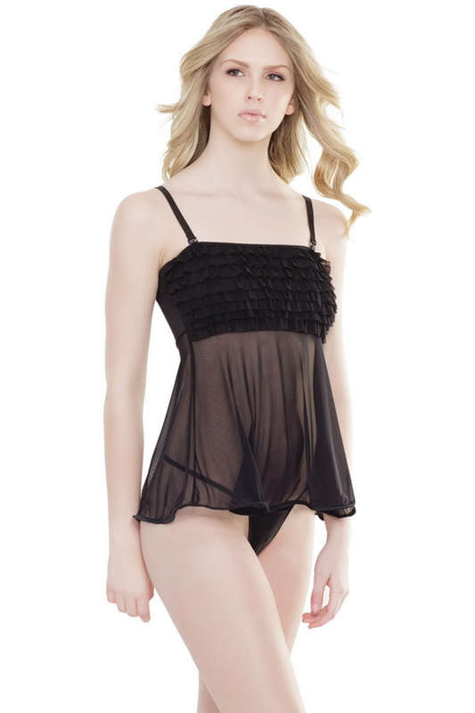 Black Ruffled Babydoll