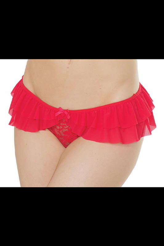 Ruffled Mesh Crotchless Panty