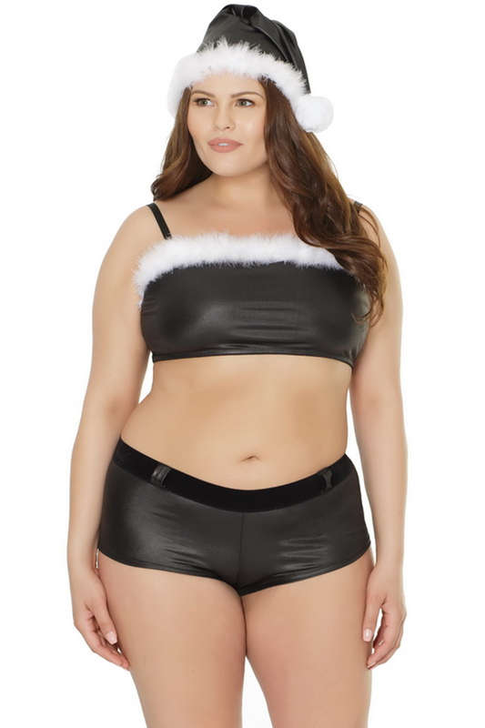 Plus Size Bandeau & Booty Shorts Set