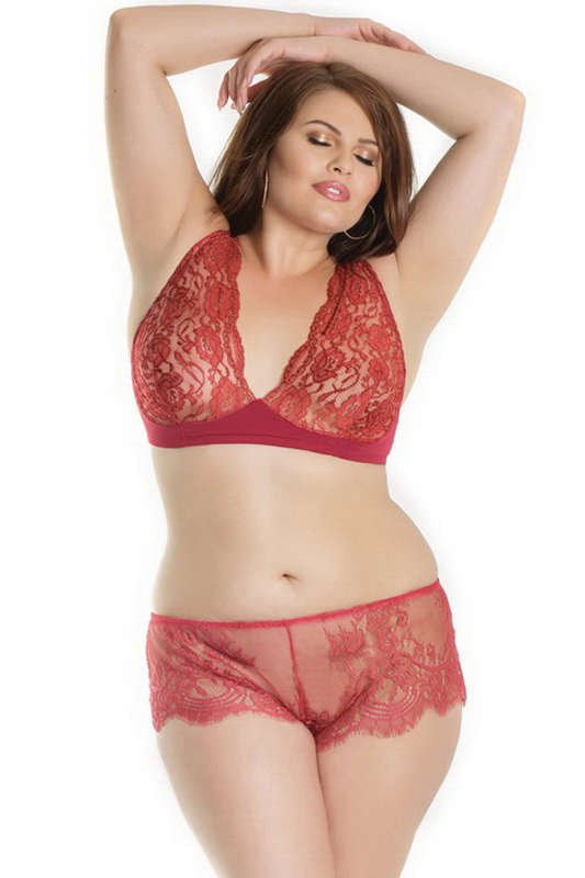 Plus Size Merlot Eyelash Lace Panty