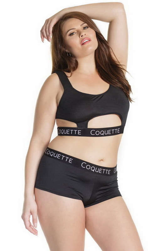 Plus Size Black Cutout Sports Bra