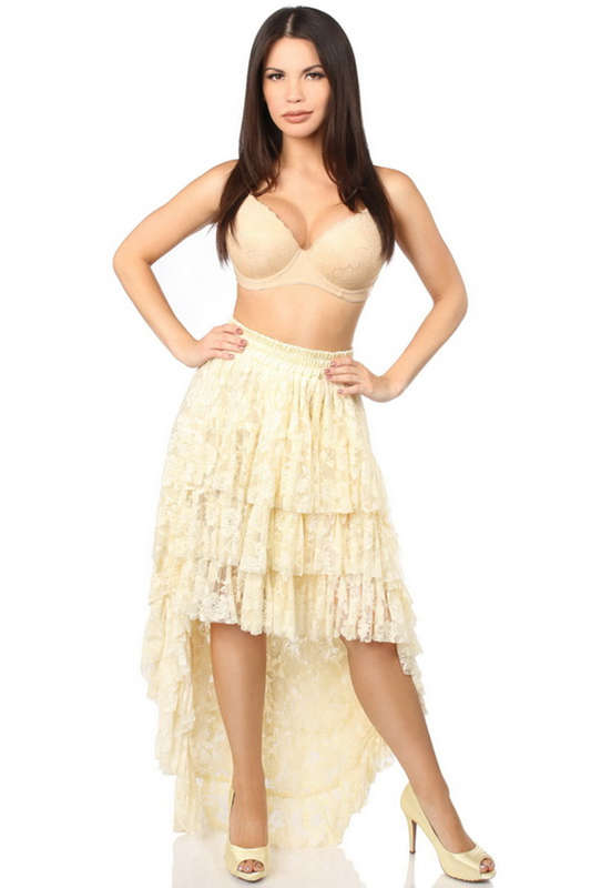 Plus Size Cream High Low Lace Skirt