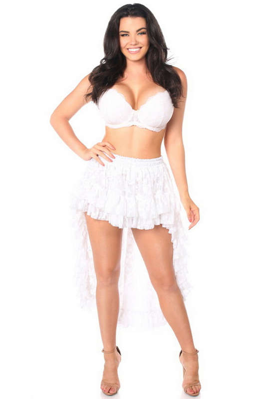 White Lace High Low Lace Skirt