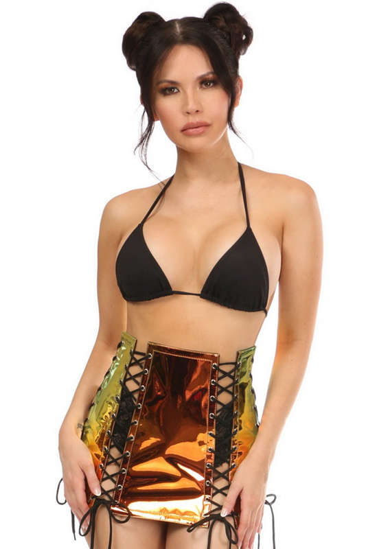 Plus Size Sunset Holo Lace Up Skirt