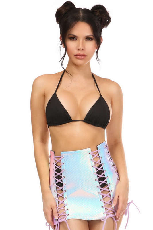 Plus Size Mermaid Holo Lace Up Skirt