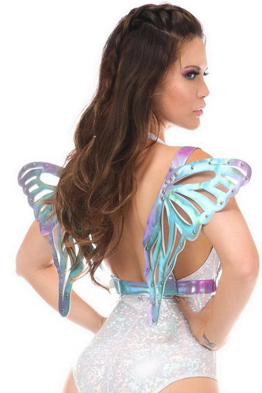 Blue & Purple Holo Large Butterfly Wing Body Harness