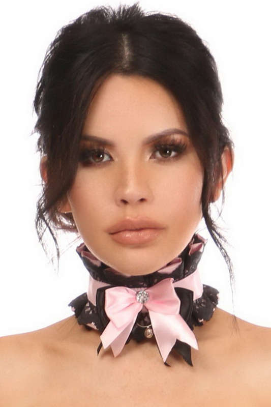 Kitten Collection Light Pink & Black Lace Choker