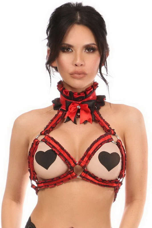 Kitten Collection Red & Black Lace Bra Harness