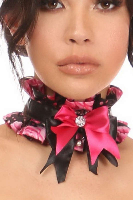 Pink Floral Satin Choker