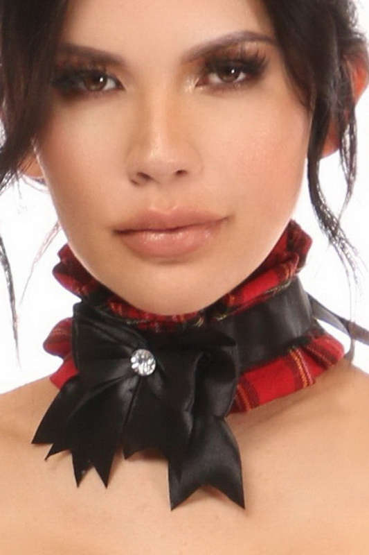 Plus Size Kitten Collection Red Plaid Choker