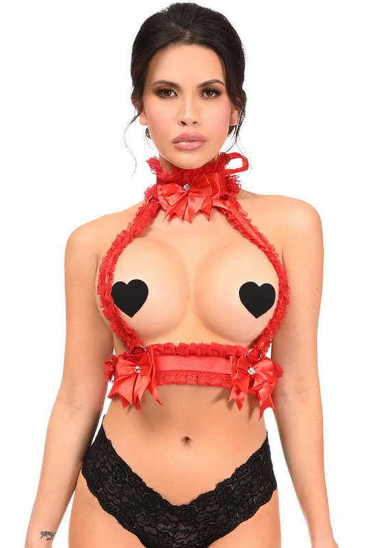 Red Lace Double Strap Body Harness