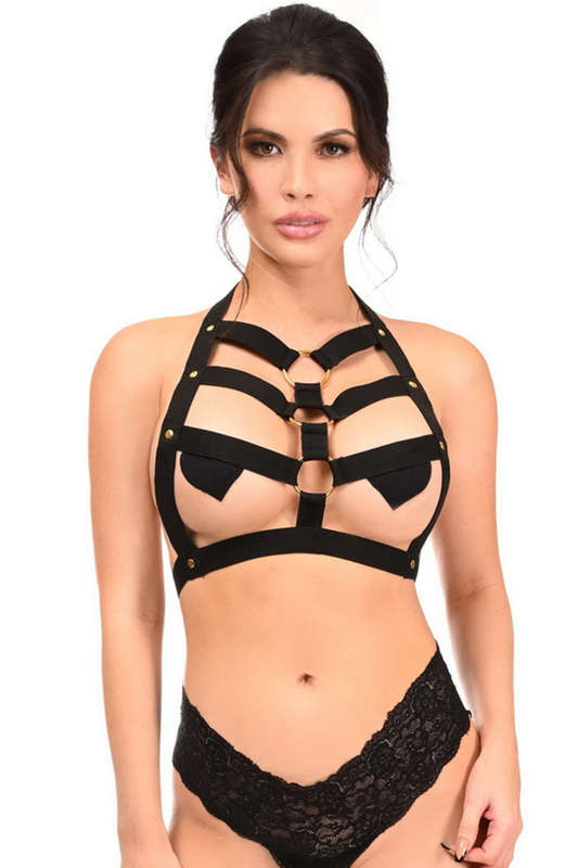 Plus Size Black & Gold Stretchy Body Harness