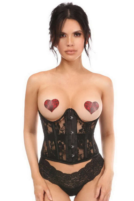 Lavish Sheer Black Lace Underwire Underbust Corset