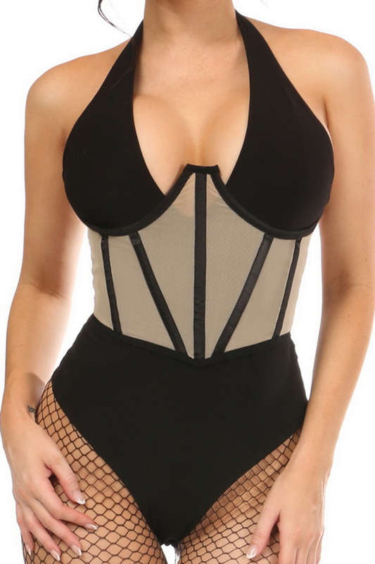 Plus Size Lavish Nude Mesh Underbust Corset