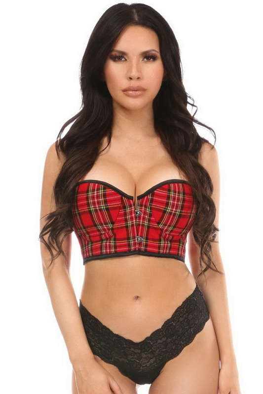 Plus Size Lavish Red Plaid Underwire Short Bustier