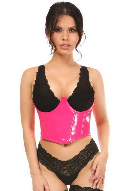 Lavish Neon Pink Patent Underwire Underbust Corset