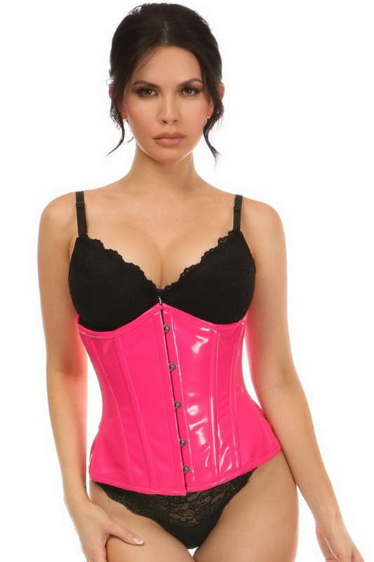 Plus Size Lavish Hot Pink Patent Underbust Corset