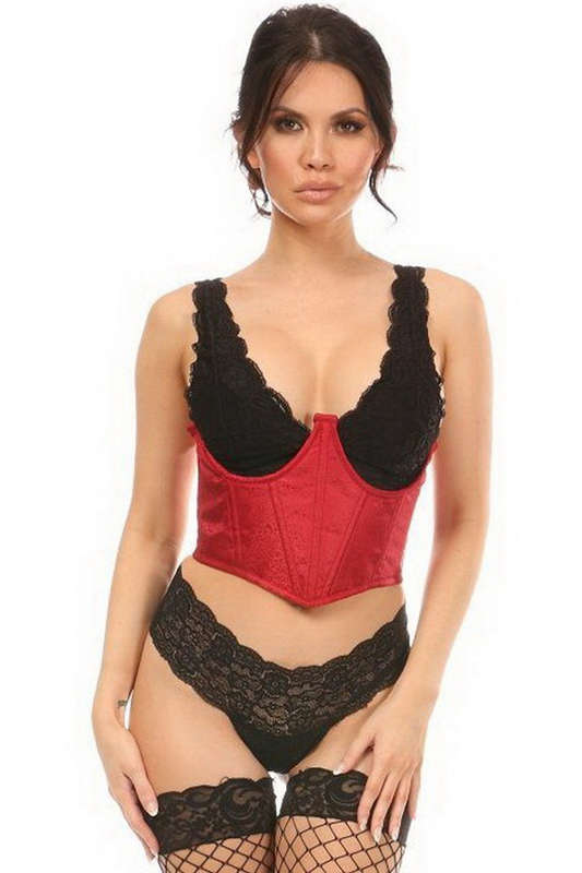 Plus Size Lavish Wine Brocade Underbust Corset