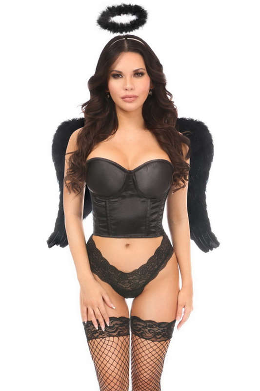 Plus Size Night Angel Black Corset Costume