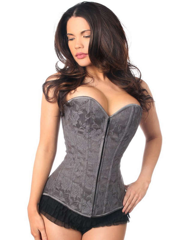 Dark Grey Strapless Lace Up Corset