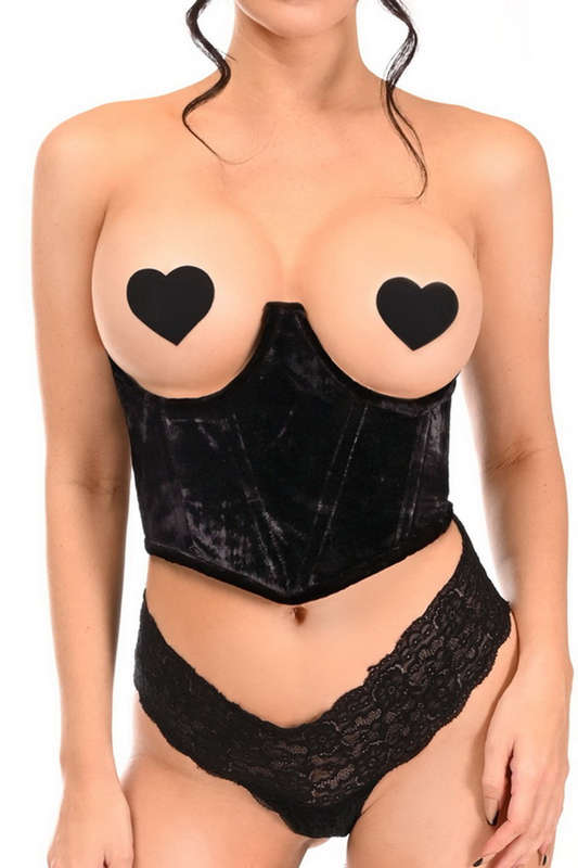 Lavish Black Velvet Underwire Underbust Corset