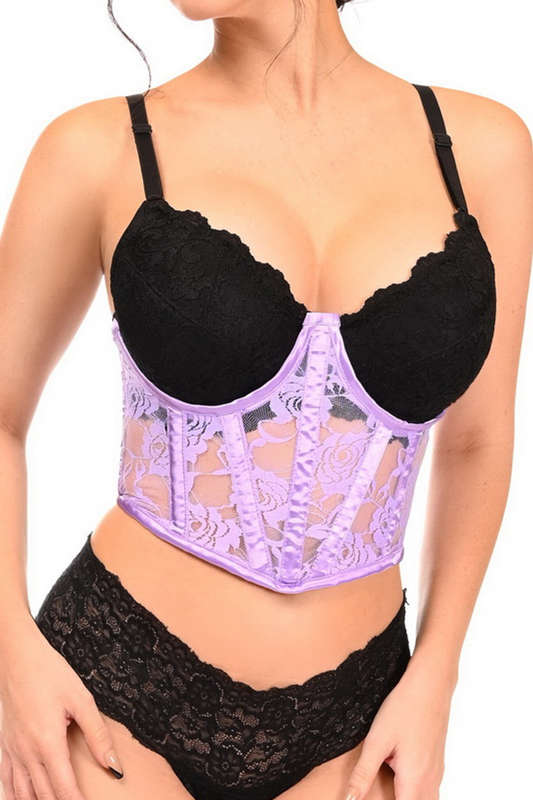 Lavish Lavender Sheer Lace Waist Cincher Corset