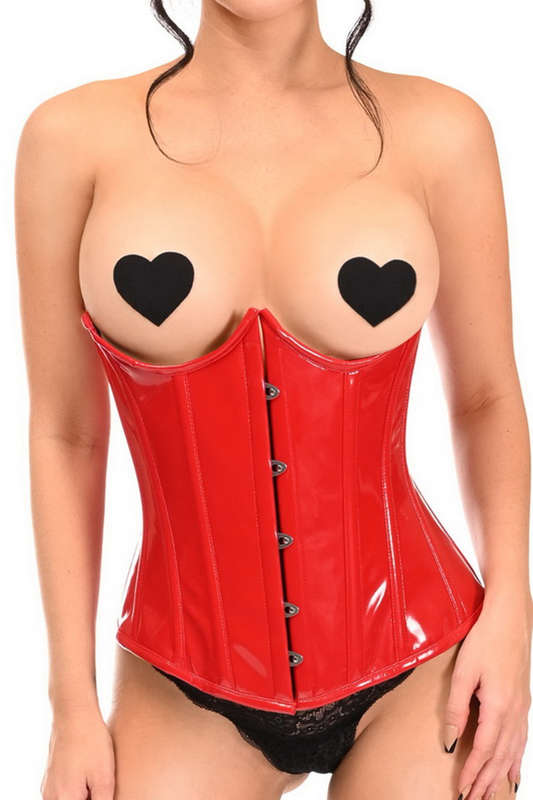 Plus Size Lavish Red Patent PVC Underwire Underbust Corset