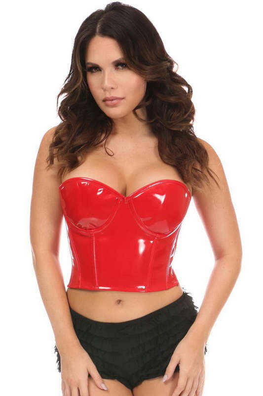 Plus Size Lavish Red Patent PVC Underwire Bustier