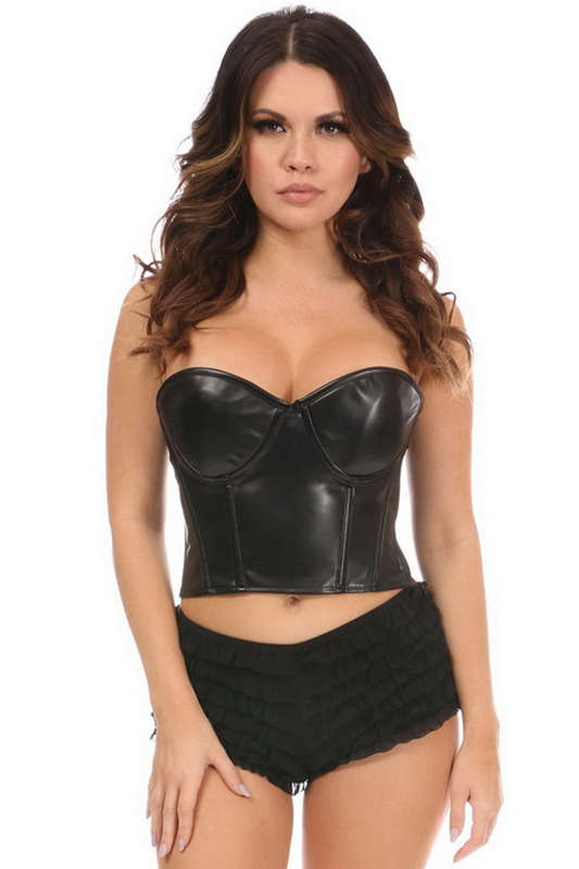 Plus Size Lavish Faux Leather Underwire Bustier
