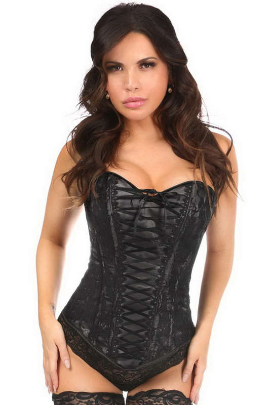 Lavish Black Front Lace-Up Over bust Corset
