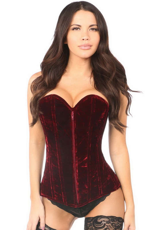 Lavish Red Crushed Velvet Corset