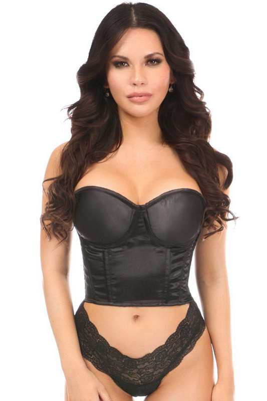 Plus Size Lavish Black Satin Underwire Bustier
