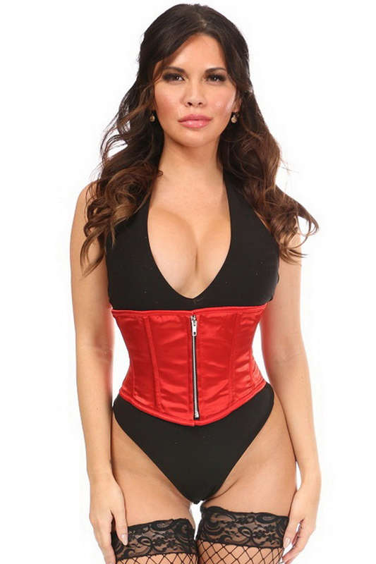 Plus Size Top Drawer Red Satin Steel Boned Mini Cincher