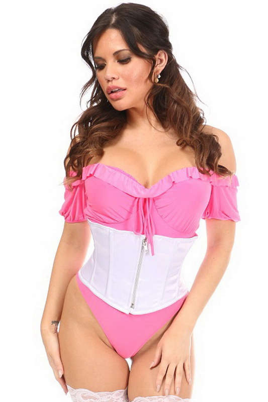 Plus Size Top Drawer White Satin Mini Cincher