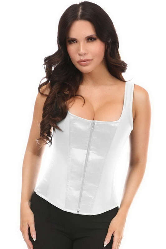 Plus Size Top Drawer White Satin Steel Boned Corset