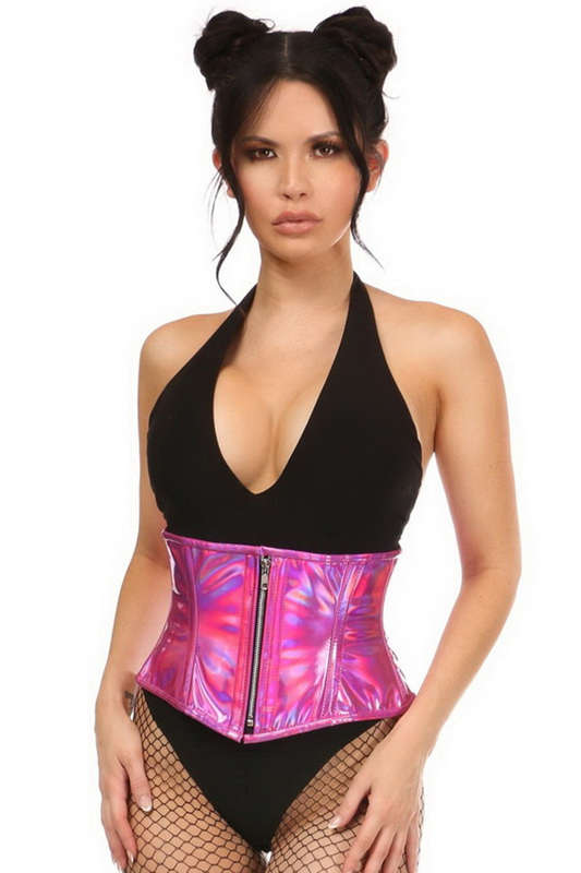 Top Drawer Fuchsia Holo Steel Boned Mini Cincher